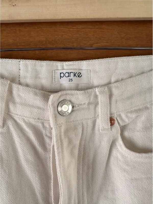 Parke Wide Leg Relaxed Jeans Raw Hem Button Fly White Wash Women’s size 25 - Image 6