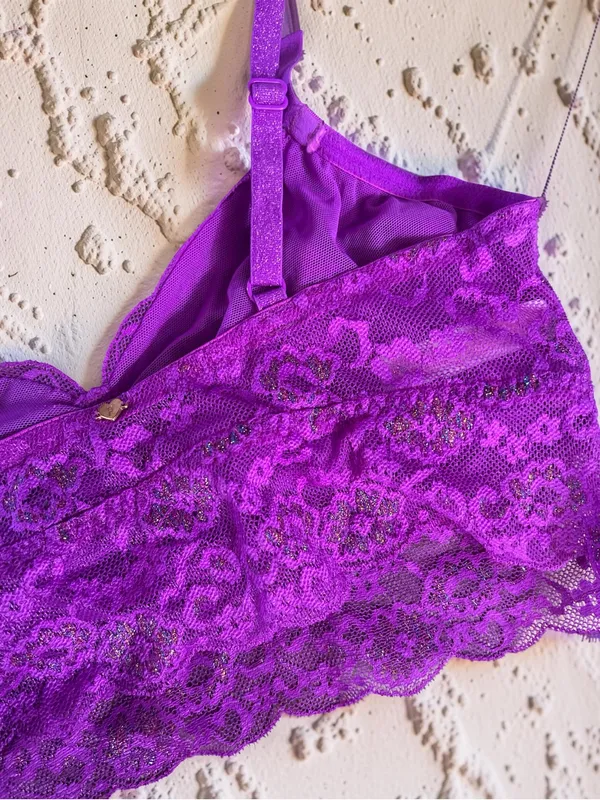 PINK Victoria's Secret Purple Lace Bralette Size Medium - Image 15