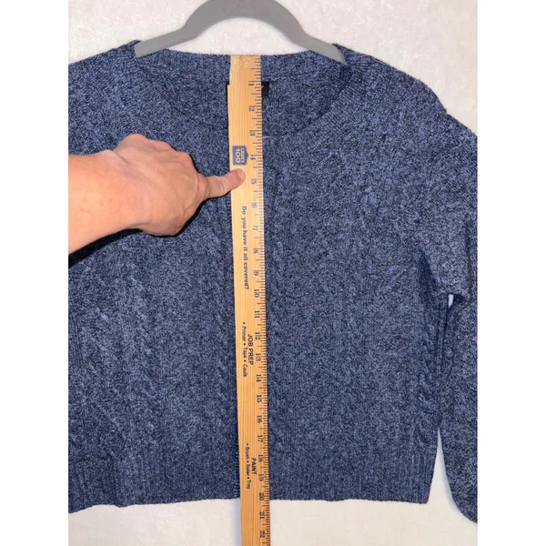 Current Air‎ Blue Marled Cable Knit Bell Sleeve Button Front Cardigan 2120145 M - Image 5