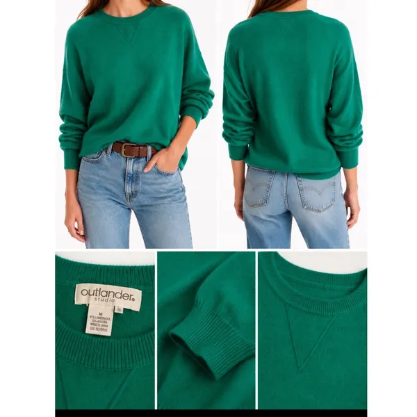 VTG 90s Y2K Outlander Studio Kelly Green Lambswool Angora Slouchy Sweater OVZS-M - Image 2