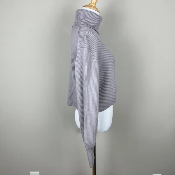 Wilfred Aritzia Sweater Small Cropped Turtleneck Merino Wool‎ Ribbed Pullover S - Image 6