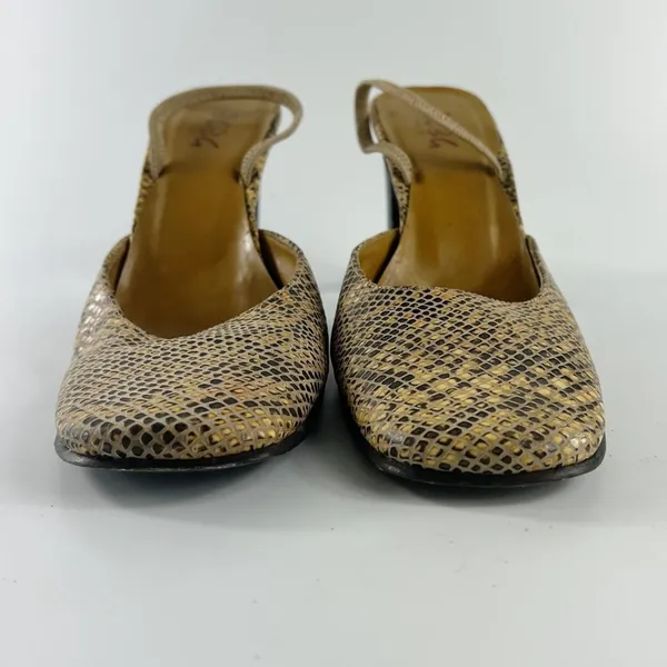 BCBG Vintage Y2K Snakeskin Print Embossed Leather Slingback Heels Shoe Women 8.5 - Image 2