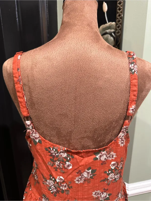 Orange & Green Floral Boho Dress – Fits Small - Image 7