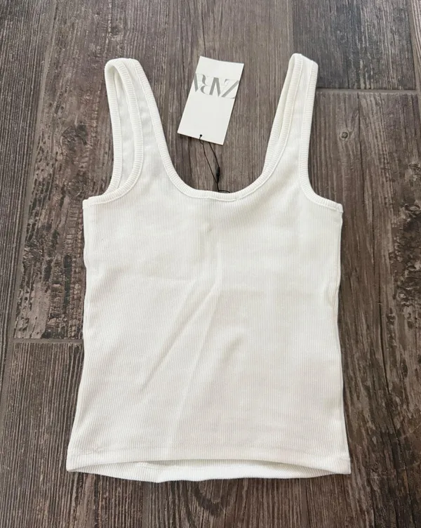 Zara rhinestone bow jewel ribbed tank top - Image 5