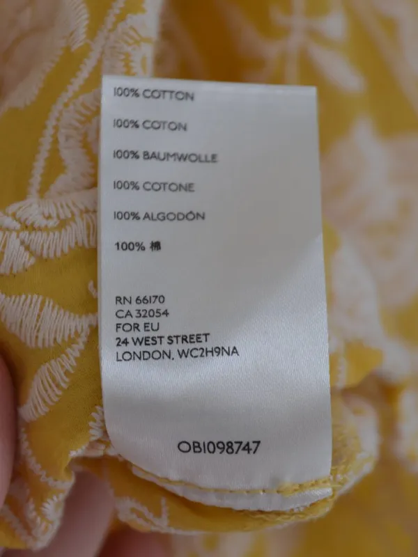 Pilcro by Anthropologie Embroidered Floral Top Buttondown Yellow Small - Image 6