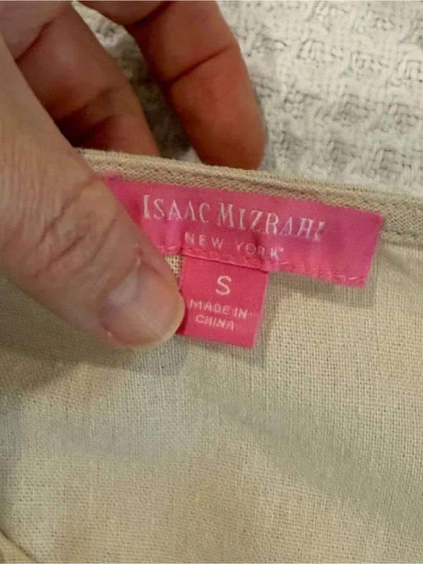 Isaac Mizrahi New York Linen Blend Beaded Neck Blouse Small - Image 6