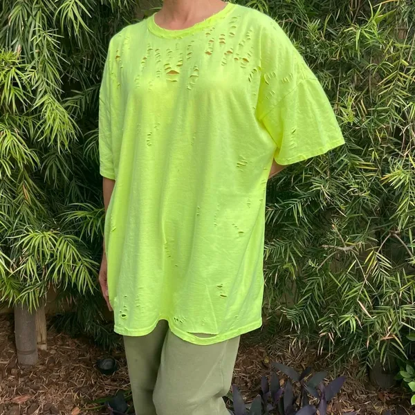 Fruit of the Loom Destroyed Bleached Neon Tee - Image 2