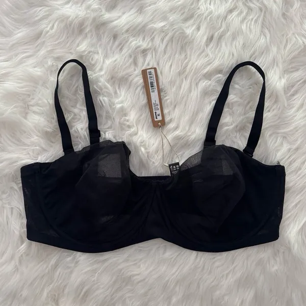 Skims Ultra Fine Mesh Strapless Bra Onyx Size 38DD - Image 2