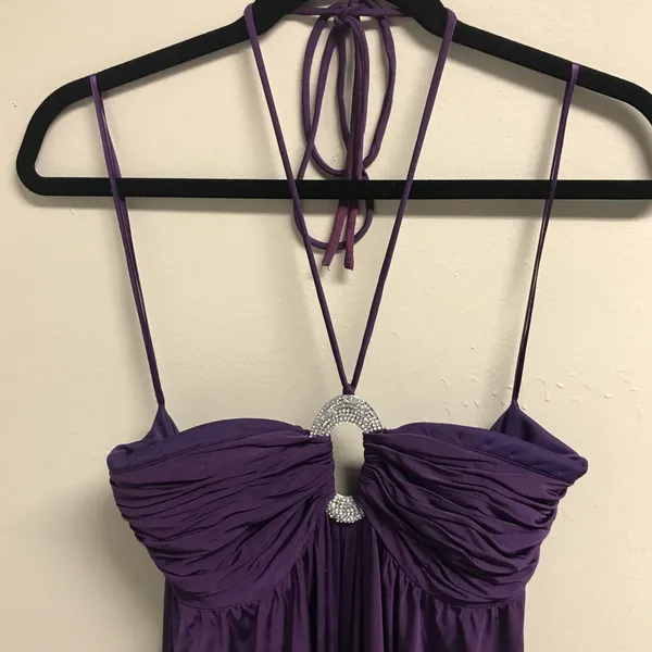 Halter Flowing Mini Dress Purple Size 8 - Image 3