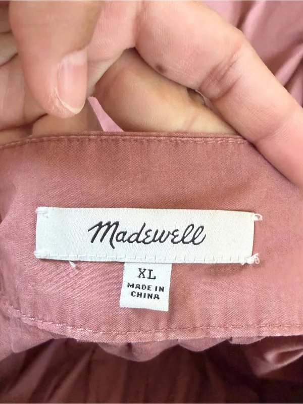 Madewell Women’s Square Neck Peasant Top Oversized Boho in Antique Plum XL - Image 6
