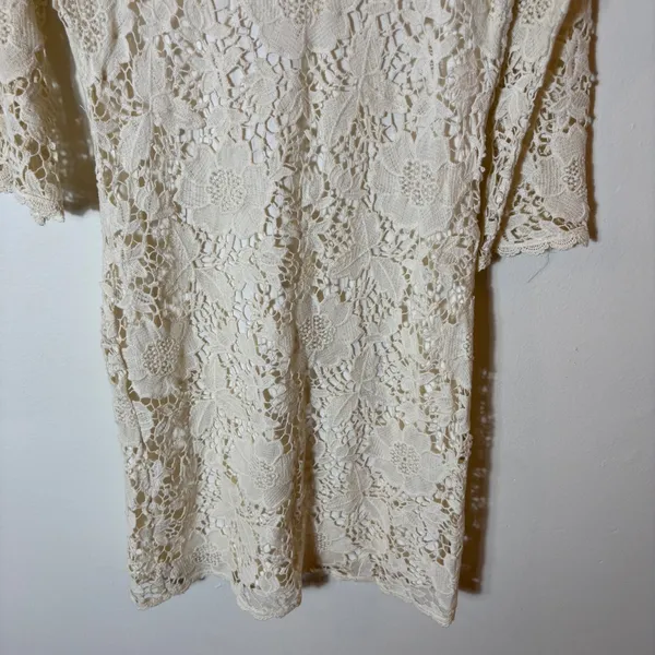Velvet by Graham & Spencer Lace Dress Crochet‎ Overlay Cream Floral Size Small - Image 3