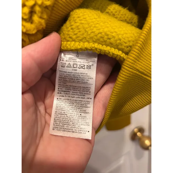 Old Navy Womens Mustard Yellow Sherpa Teddy Fleece‎ Pullover Sweatshirt Large - Image 6