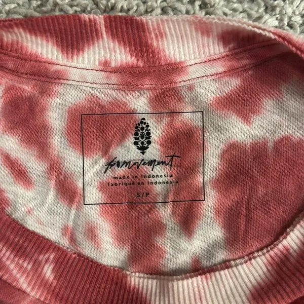 Free People Movement red and white tie dye cropped muscle tank Sz S - Image 3