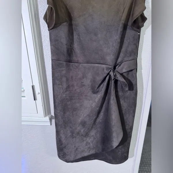 DKNY Brown Faux Suede Midi Dress - Image 3