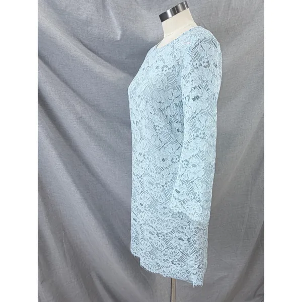 Shoshanna‎ Rae Baby Blue Lace Shift Midi Dress 3/4 Sleeve Size 6 - Image 5