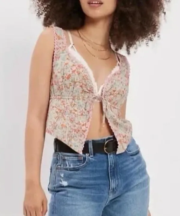 American Eagle Tie Front Tank Top Small - Image 5