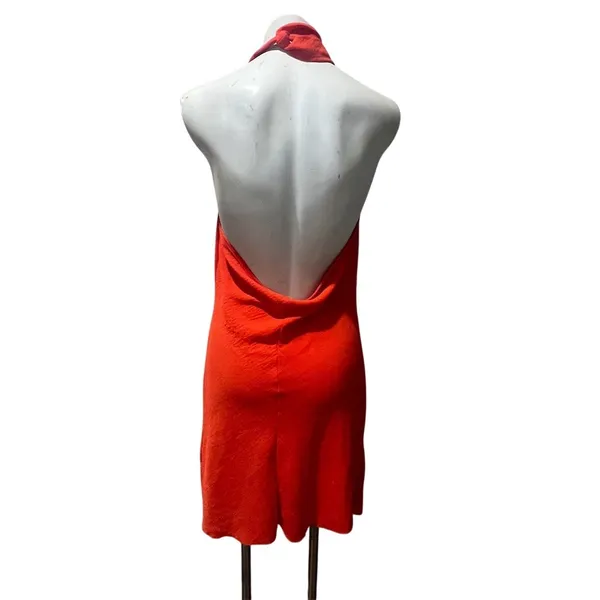 See You Monday Dress Womens L Orange Halter Cowl Neck Backless Slip Midi - Image 7