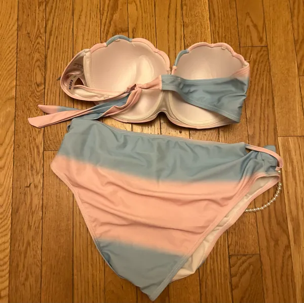 Women’s Fantasy Mermaid Strapless Shell Top Pearl Adorned Bottoms 1X Bikini - Image 2