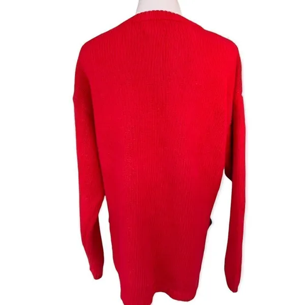 Vintage hand knit Holiday Santa cotton angora ugly sweater Large - Image 2