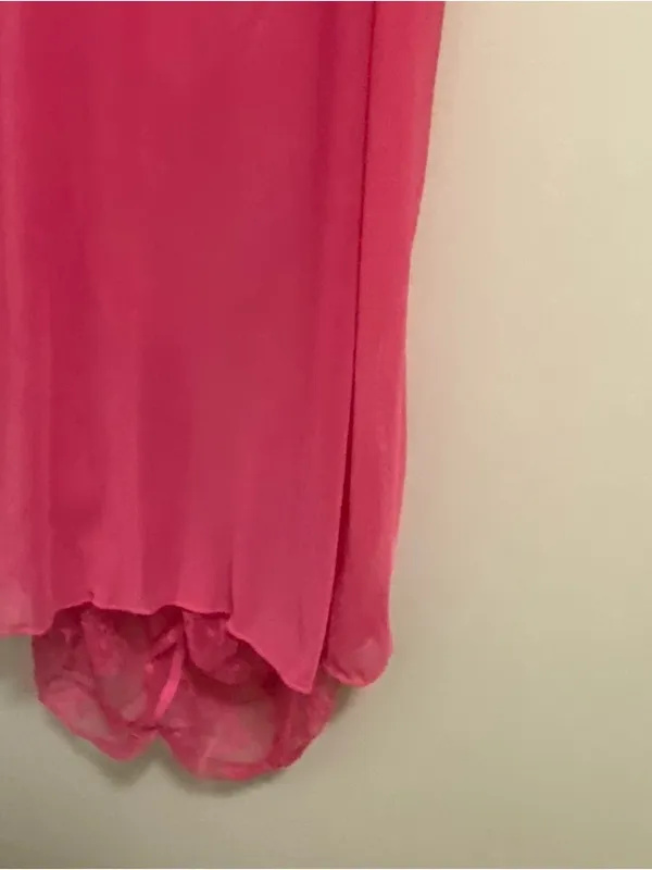 Lingerie Mini Dress S Small Hot Pink Sheer Lace Cutout Midriff Ruched Coquette - Image 8