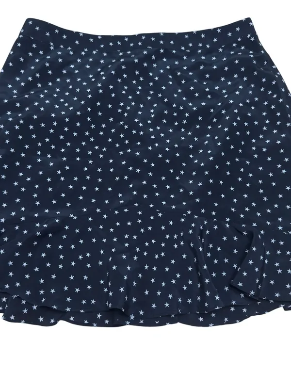 Madewell Women’s 2 Black White Star Print 100% Silk Ruffle Hem Mini Skirt G9969 - Image 6