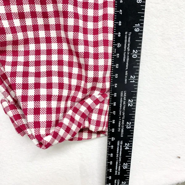 Universal Language Gingham Trousers Womens Size SS Red White Check Cotton‎ Pants - Image 2