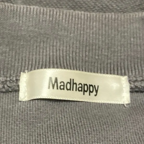 Madhappy Women's Charcoal Gray Spellout Logo Long Sleeve Sweatshirt Top Size L - Image 4