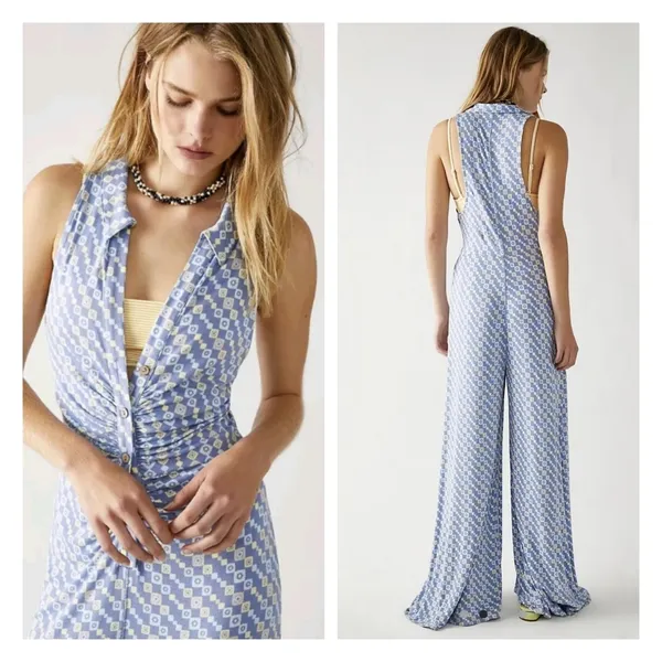 Free people Shayla Halter Jumpsuit size L - Image 5