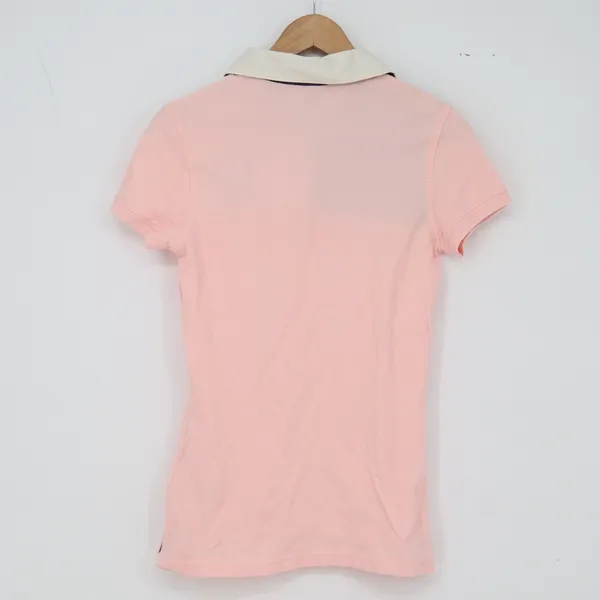 Tommy Hilfiger Polo Shirt Womens S Preppy Pink Colorblock Crest Excellent - Image 4