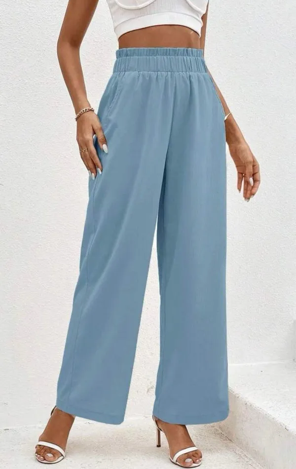 SheIn VCAY Solid Paperbag Waist Wide Leg Pants - Image 5