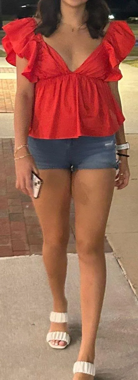 Pink Coconut Boutique Red Ruffle Top - Image 2