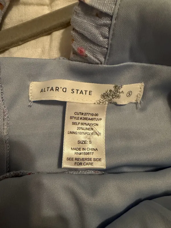 Altar'd State Floral Blue Puff Sleeve Dress - Image 4