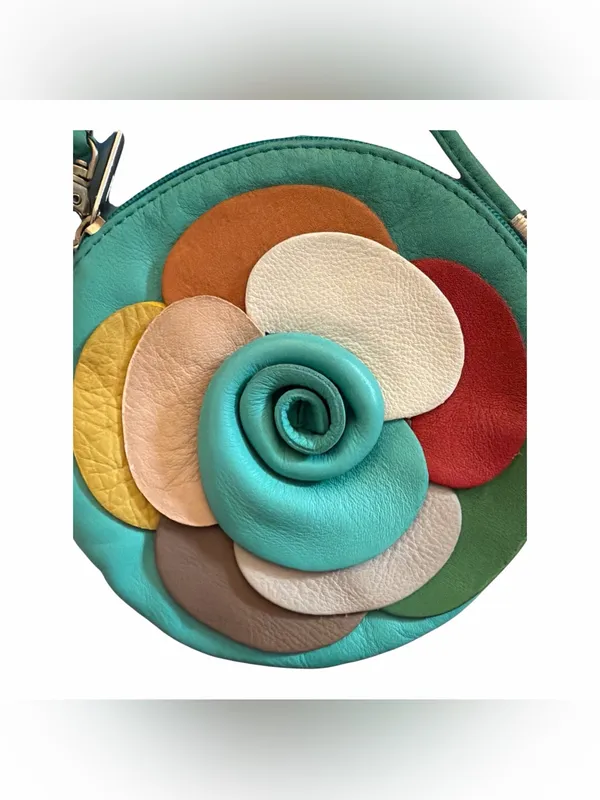 Vera Pelle Genuine Italian Leather Crossbody Wristlet Purse Multi Color - Image 3