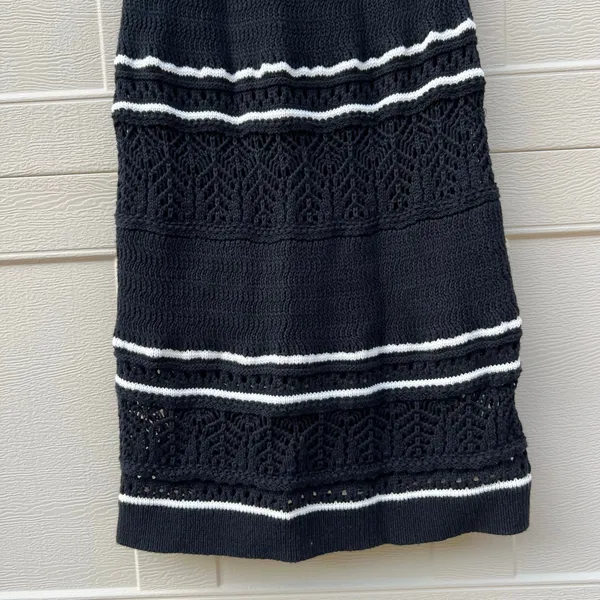 Abercrombie & Fitch Black White Crochet Mini Dress Sz XS Summer Vacation Resort - Image 9