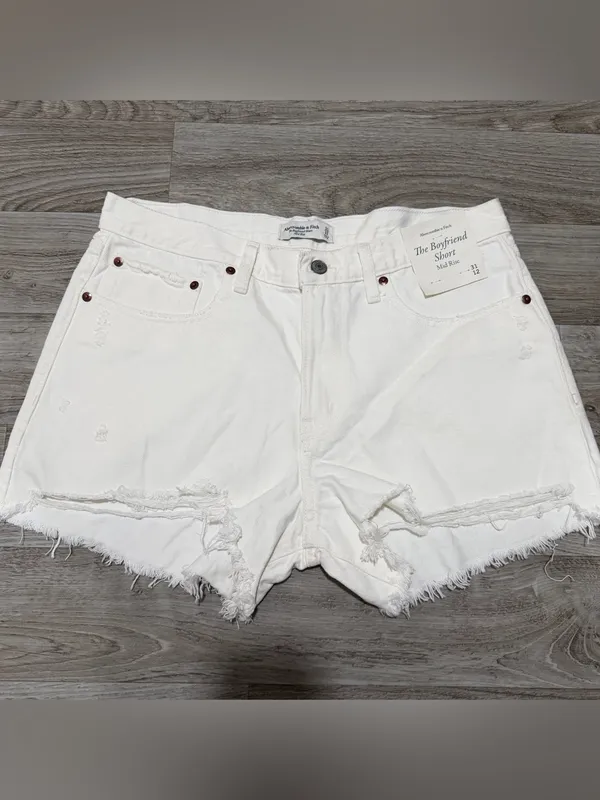 Abercrombie & Fitch ‘The Boyfriend Short’ Mid-Rise White Size 12 - Image 3