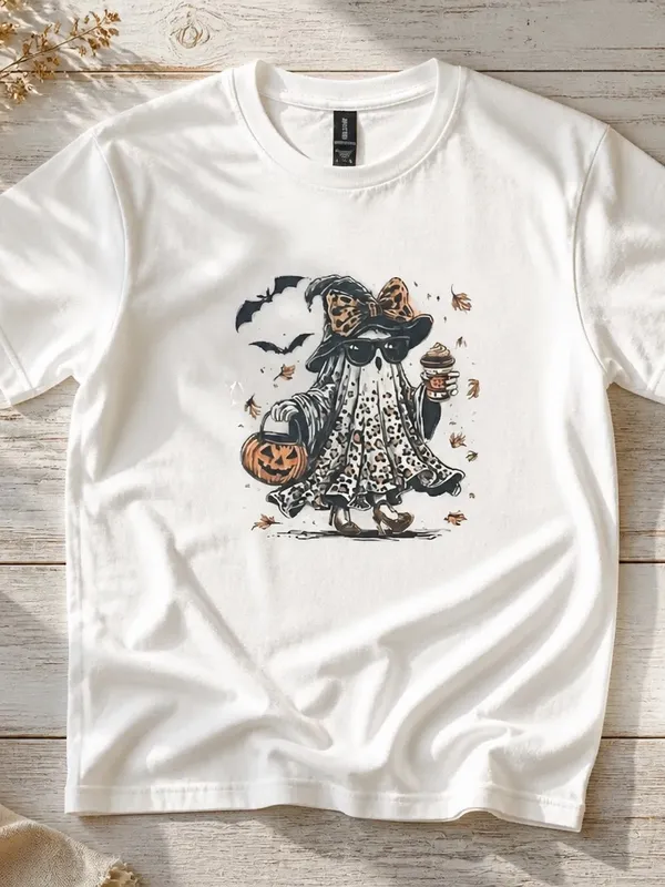 Gildan Cute Diva Ghost Living Her Best Life 100% White Cotton T Shirt Size XL - Image 2