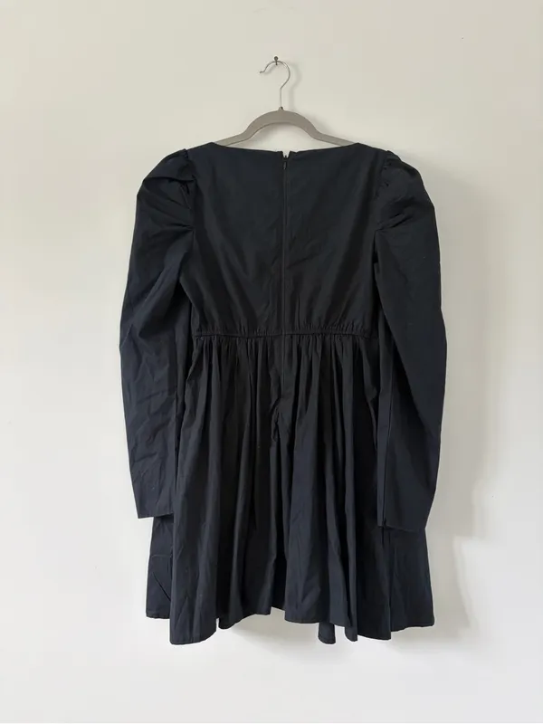 Abercrombie & Fitch Black Poplin Square Neckline Long Sleeve Babydoll Mini Dress - Image 2