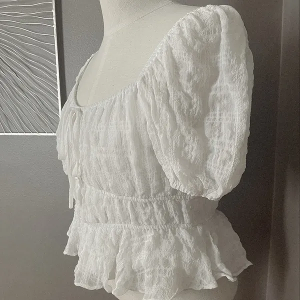 Petal & Pup Puff Sleeve Crop Top White - Image 8