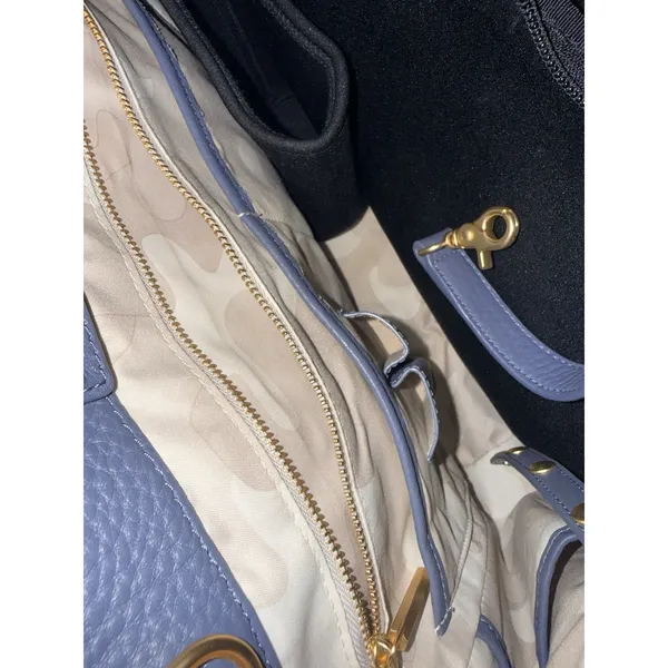 Dagne Dover Allyn Tote Ash Blue Pebbled Leather Medium‎ Laptop Shoulder Bag E - Image 7