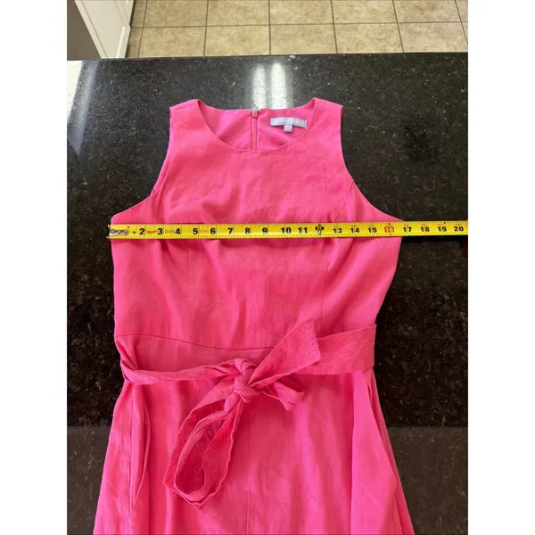 Antonio‎ Melani Linen Jumpsuit Romper Sz 6 Pink Cropped Pockets Belted Wide Leg - Image 7