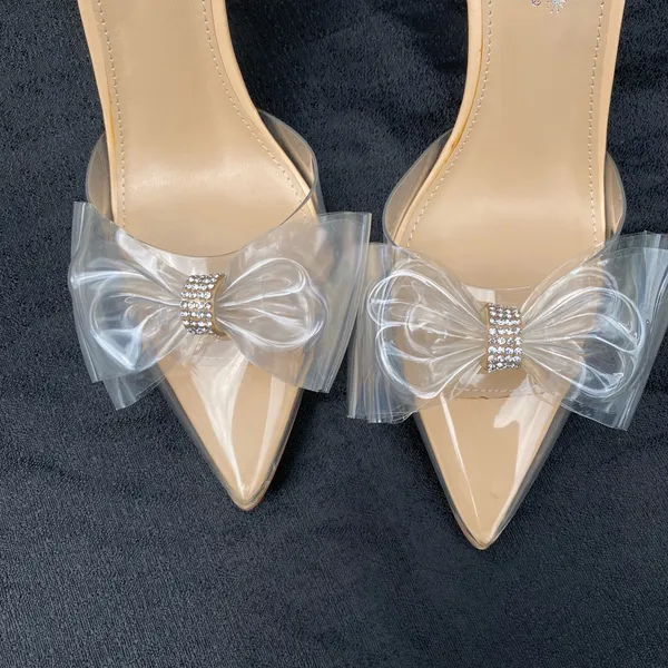 ✨ NIB / NWT ShoeDazzle Celestina Size 8.5 Clear Bow Crystal Sandals Heels $60.00 ✨ - Image 9