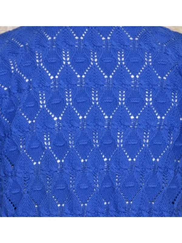 ANOTHER LOVE Size L Pointelle MIRA Flutter Sleeve Cardigan Sweater Cobalt Blue - Image 10