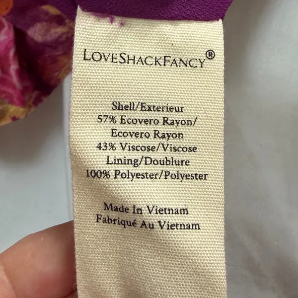 LoveShackFancy Floral Bubble Hem Mini Skirt Purple Pink Rose Print Size 2 - Image 5