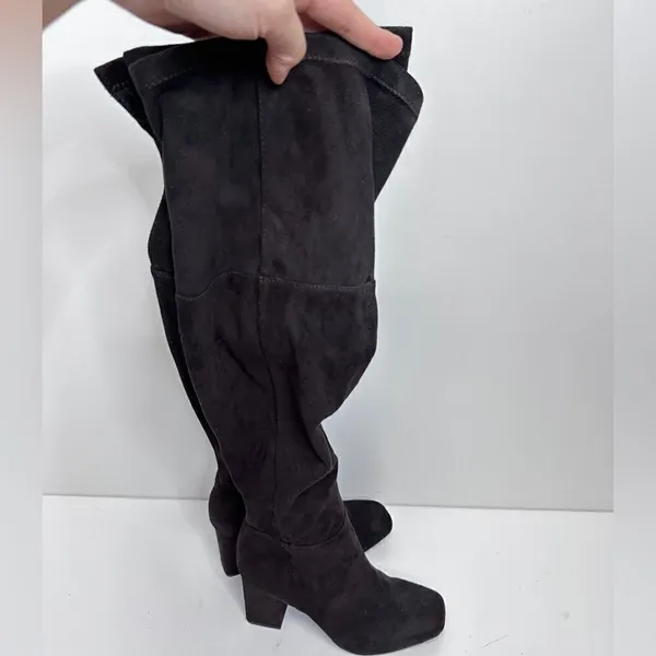 Over the Knee Boots Womens Square Toe‎ Block Heel Size 6.5 - Image 2