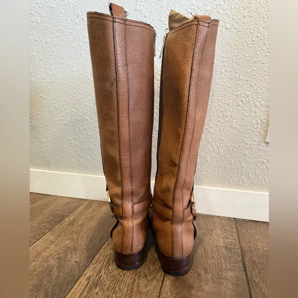 Tory Burch‎ women’s Brown Leather Logo Knee Length Boots Size 9 - Image 6