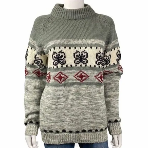 Vintage National Shirt Fair Isle Nordic Knit Sweater Alpine Ski Lodge Size M - Image 2