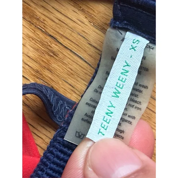 Rye $205 Zesty Grosgrain-trimmed Triangle Bikini, Red/Blue, XS, EUC, Worn Once - Image 4