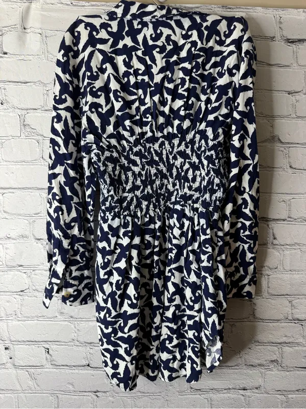 Maeve by Anthropologie Women’s Navy and White Patterned Button-Front Top - Image 8