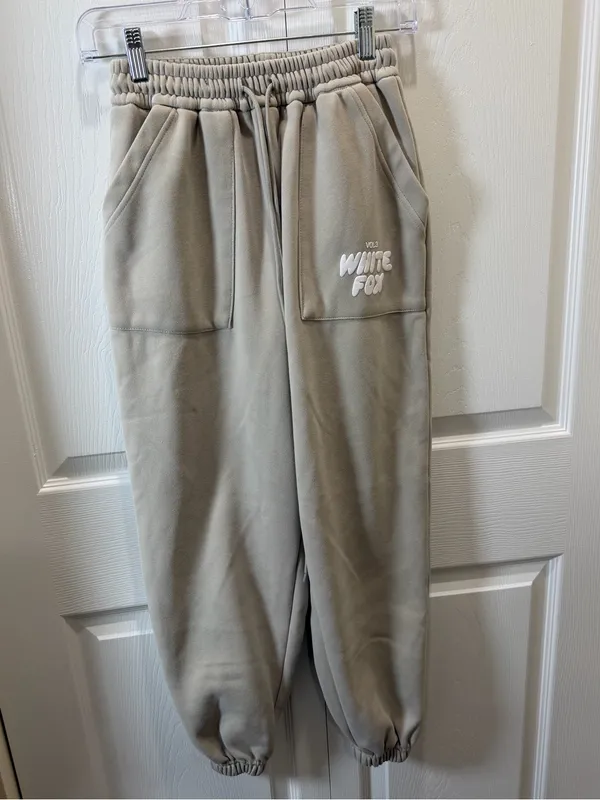 White Fox Boutique Taupe Drawstring Joggers - Image 2