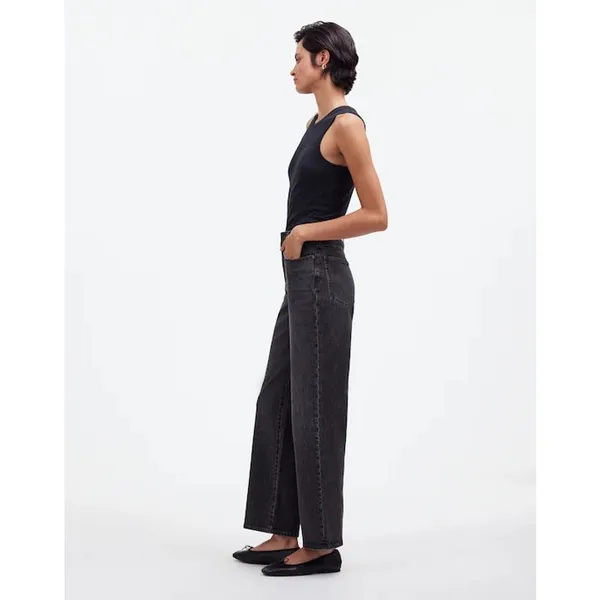 Madewell The Perfect Vintage Wide-Leg Crop Jeans Size 29 Washed Black Robles - Image 9